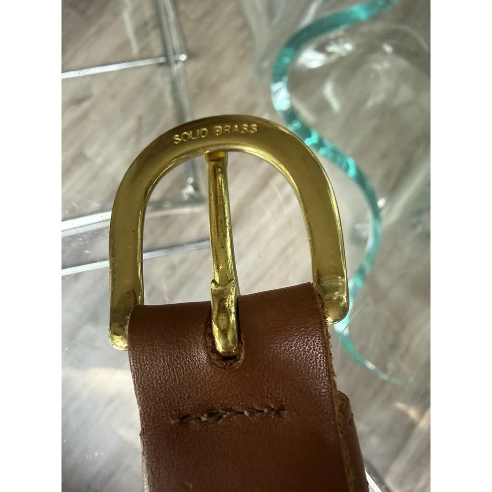 Preston Belt Golf Country Club Blue Green Leather Canvas Brass‎ USA Sz 40